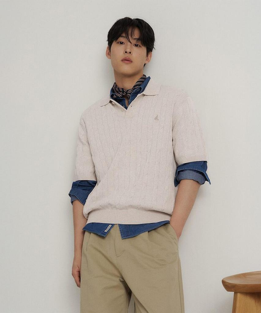Binpolmen Cable Collar Neck Knit Ivory
