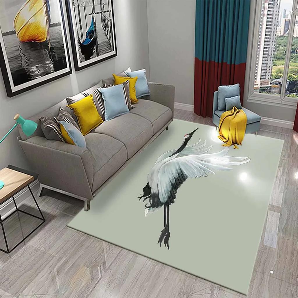 Lovely Red-Crowned Crane Carpet for Kitchen Bathroom Door Entrance Non-Skid Area Rug Living Dining Room Bedroom Decor Floor Rugs