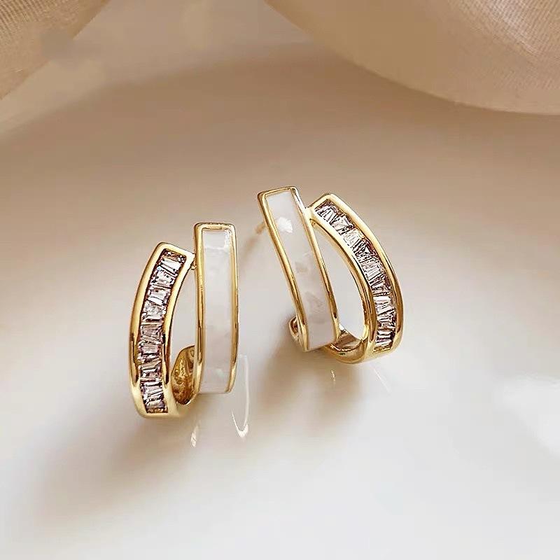 Simple Double-layer Earrings, High-end Light Luxury Ear Buckles, Niche Stud Earrings, Temperament, Women's Exquisite and Versatile Commuter Earrings