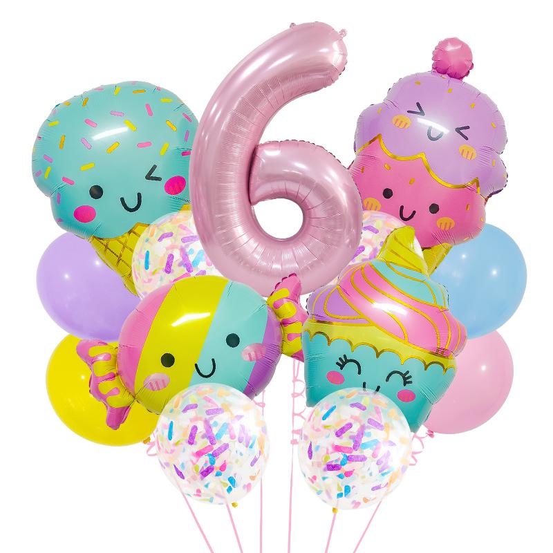 New Candy Ice Cream Balloon Set Baby Birthday Party Photo Props 32-Inch Pink Digital Scene Arrangement