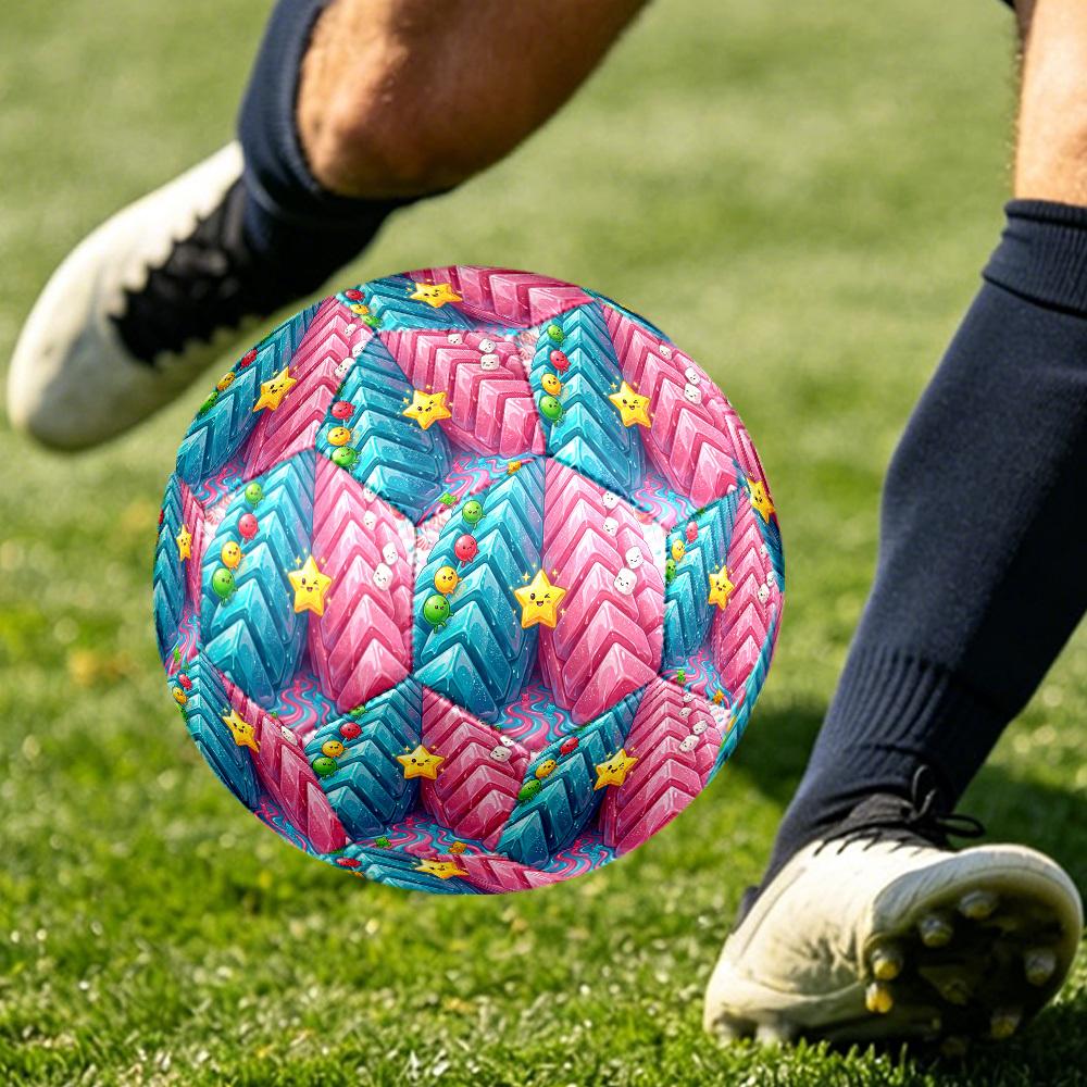 1pc Candy Land Adventure Themed Soccer Ball, Size 5, Lightweight PVC Material, Outdoor Training Soccer Ball Gift. q62268