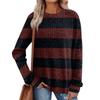 Women's Winter Color-Block Printed Lightweight Brushed-Cotton Round Neck Top