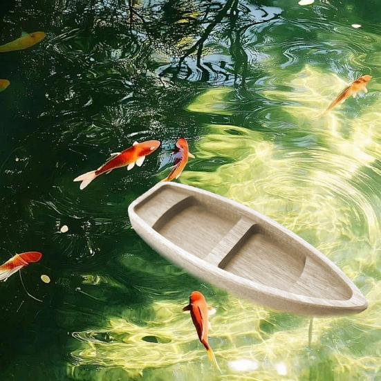 Modèle de canoë en bois Miniature Bateau rustique Artisanat 6,69" Petite sculpture de canoë en bois pour centre de table de maison/bureau, projets DIY