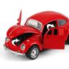 1/36 Scale Die-Cast Beetle Model Car Retro Wind-Up Sound and Light Toy Opening Doors Realistic Car Children's Gift 