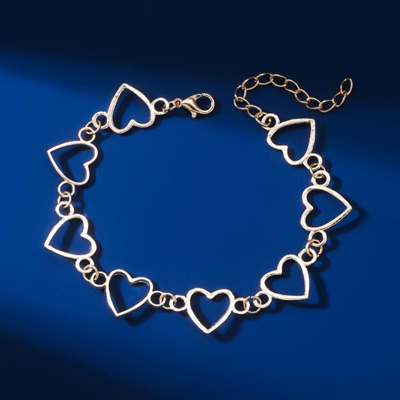1PC Openwork Heart Ankle Chain For Women, Summer Beach Vacation Jewelry, Minimalist Alloy Anklet, Fashionable Foot Accessory For Travel Wedding Gift