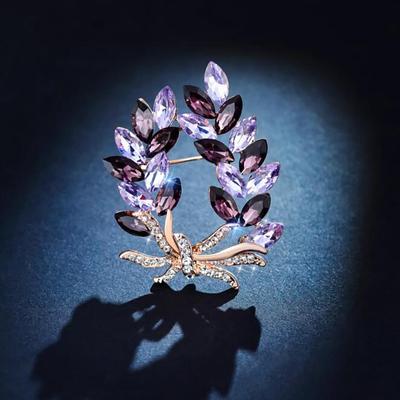 סיכת פרח סגול אלגנטית סיכה קלאסית יוקרתית לחליפה עסקית לנשים בנות סיכה רב-תכליתית אביזרי לבוש