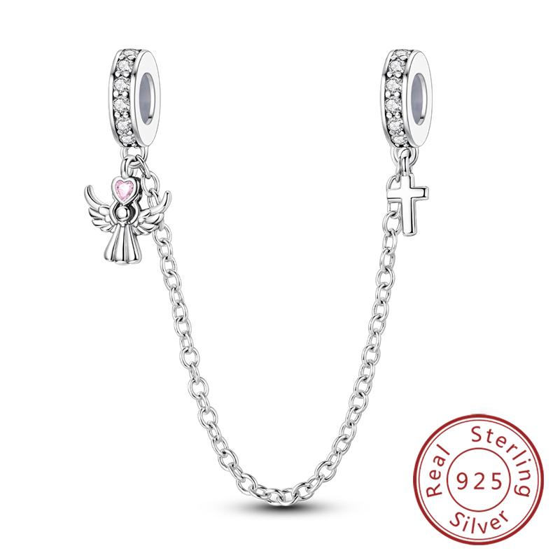 New Original Safety Chain Clasp Clip Charm Bead Copper Heart Bow Star Moon Fit Bracelet Diy Woman Girl Jewelry Gift