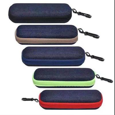 EVA Denim Zippered Glasses Case for Myopia or Sports Sunglasses - Pressure Resistant and Casual Design