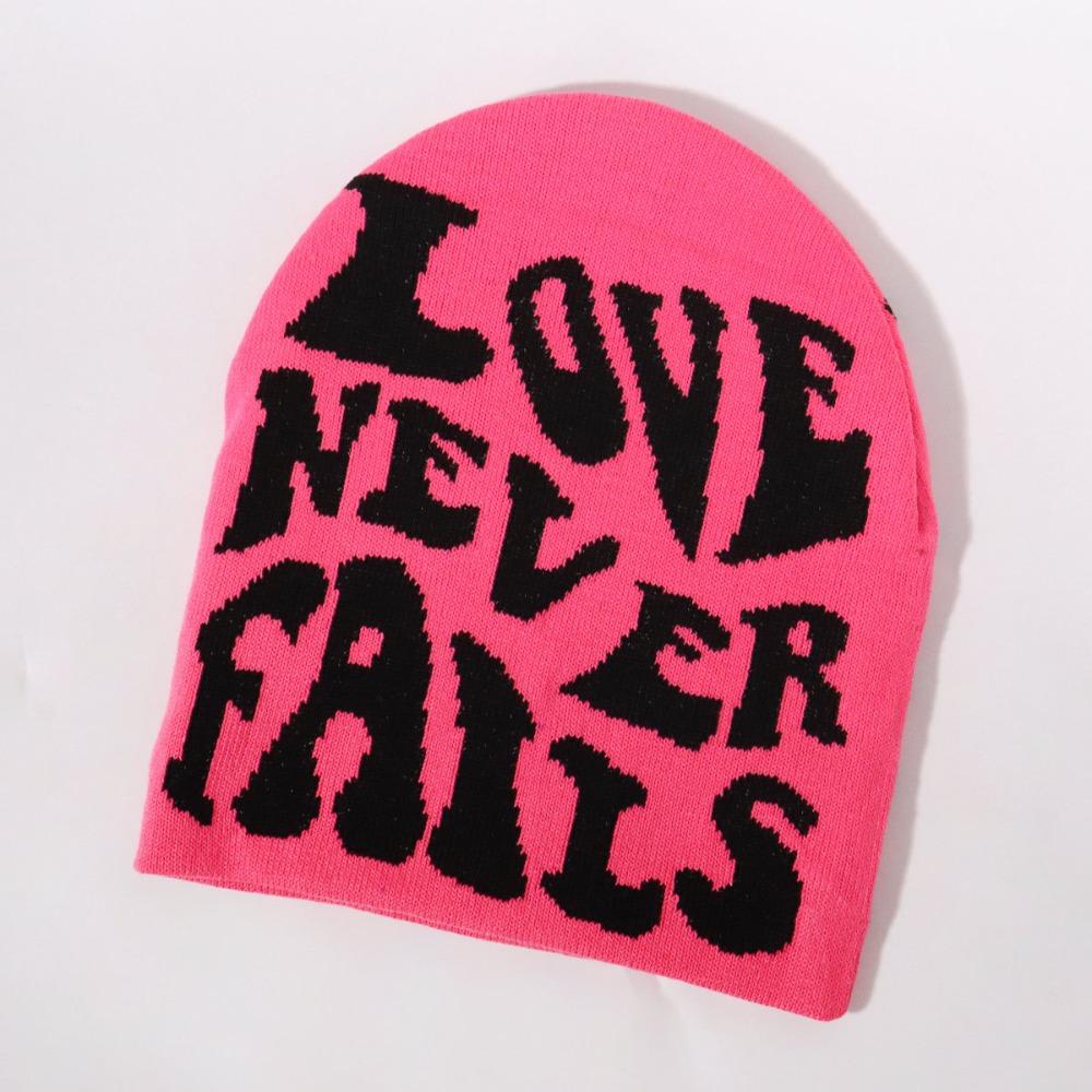 Letter Knitted Hat Elastic Hip Hop Cap Gothic Beanies Cap  Outdoor