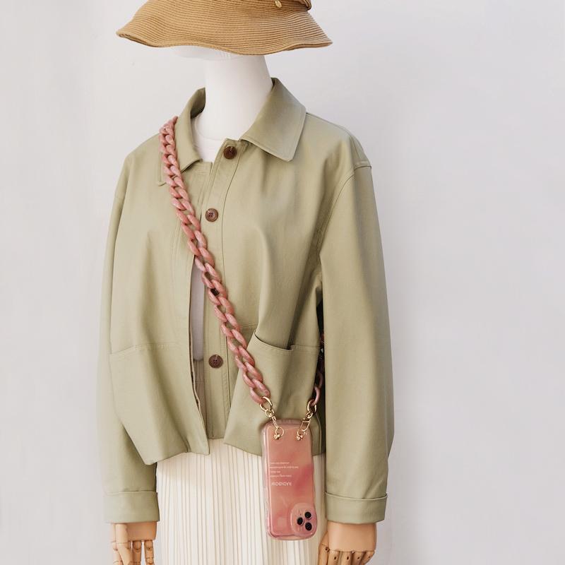 New Phone Accessory Detachable Chain Green Crossbody Resin Luxury Strap Phone Case Chains Acrylic Shoulder Lanyard Hanging Chain