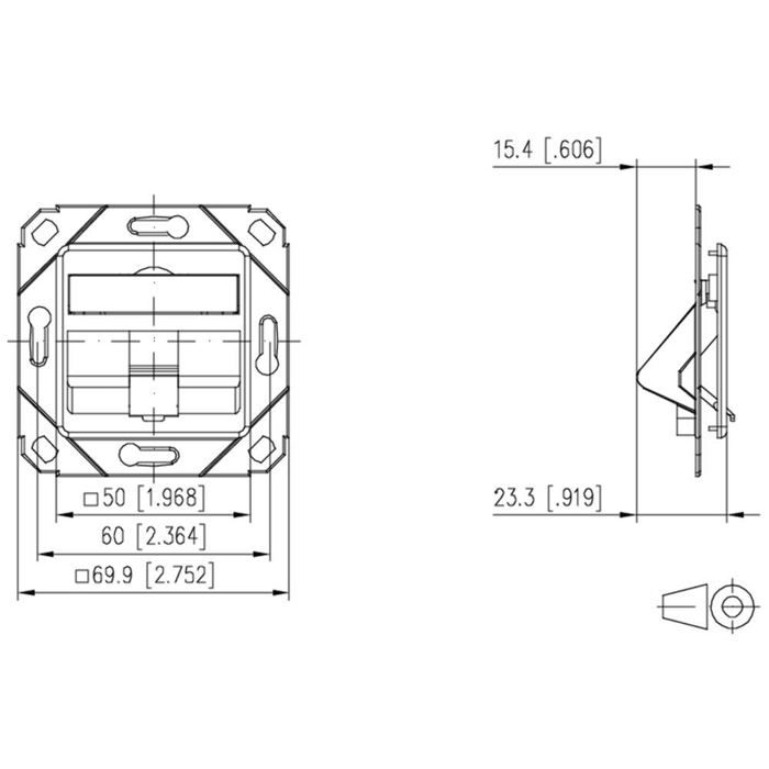 Metz connect prise réseau encastré insert avec plaque centrale non équipé 1 port blanc pur (ral 9010)