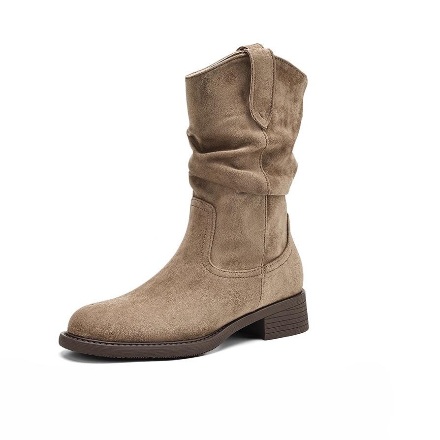 

Maillard medium boots children s 2025 new summer and autumn western cowboy pile boots thick-soled Martin boots single boots 40 песочный