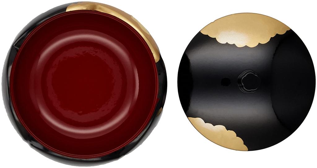 Nakatani Brothers Company Yamanaka Lacquerware Fukuume Plum Blossom Bonbon Case, Black with Red Interior, Colored Light, 33-4616