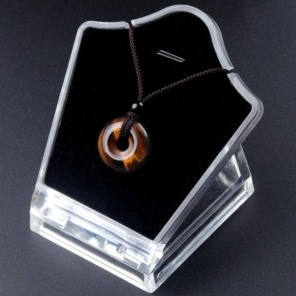 Peace Buckle Necklace Natural Stone Crystal Agates Doughnut Pendant For Girls Women Birthday Gift Chain 32CM