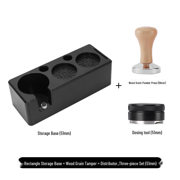 Czarny 3-częściowy zestaw stacji do ubijania kawy 51 mm z podstawą dystrybutora