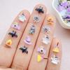 100Pcs Cute Mini Cartoon Halloween Bat, Ghost Nail Art Resin Designer Charms DIY Craft For Nail 3D Decorations Jewelry