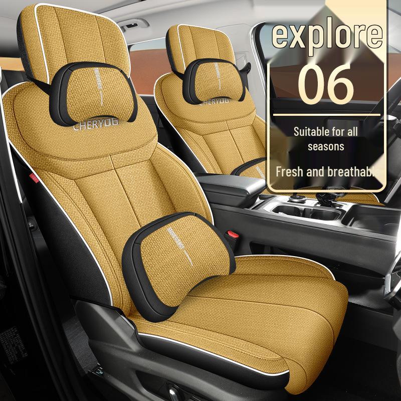 Chery Explore 06 Universal Five-Seat Linen Car Seat Cushion Cover for All Seasons