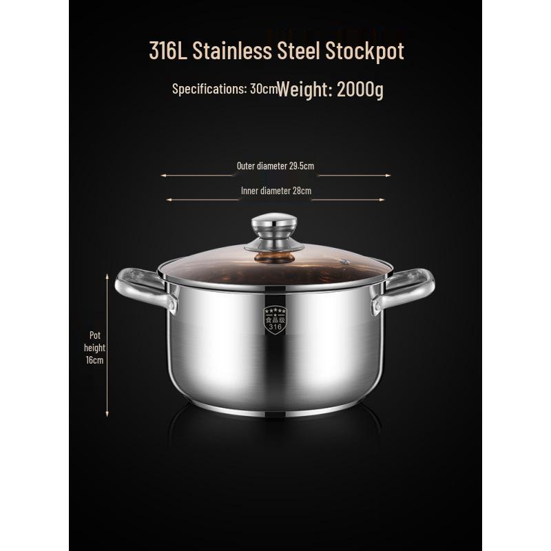 2025 Three-Layer 316 Stainless Steel Steamer & Soup Pot for Induction & Gas Stoves