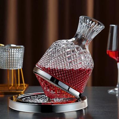 Decantador de vino de cristal de alta calidad con rotación de 360 grados, 1500 ml, dispensador de vino, aireador, jarra con espejo, regalo, decoración de bar