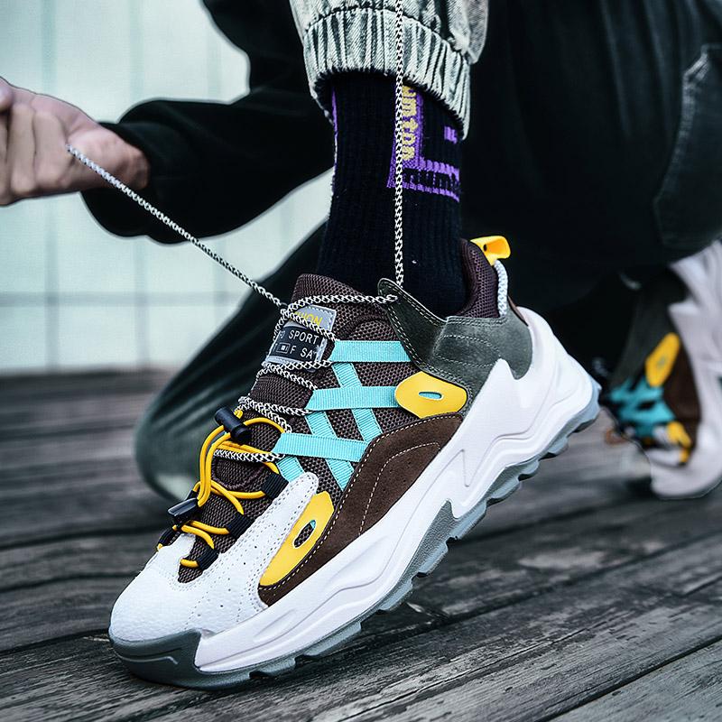 Pánské ležérní tenisky se zvýšenou podrážkou se zvýšenou prodyšností šněrovací běžecké boty