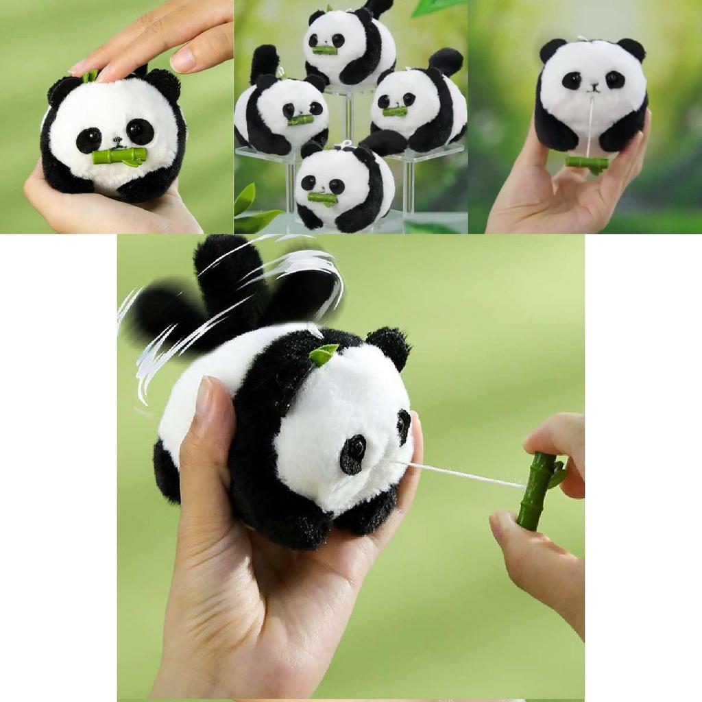 Fluffy Panda Keychain With Tail Plush Backpack Ornament Hanging Decoration