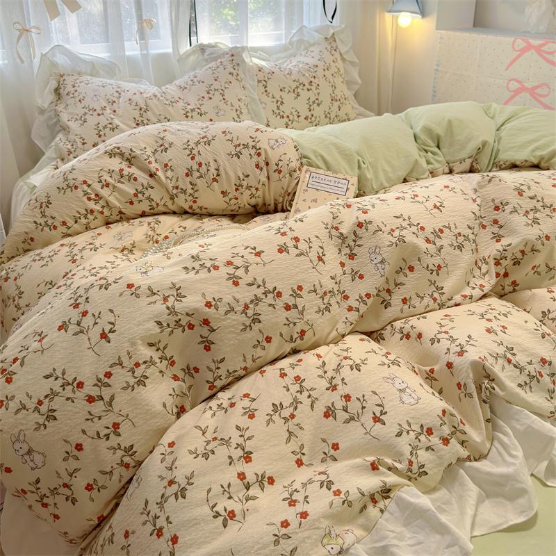 

Korean Style Bedding Set with Pillowcase bed sheet Single Full Size Bed Linen Duvet Cover Set Queen/King Double Comforter Cover Flat Bed Sheet&Single 3pcs 150x200