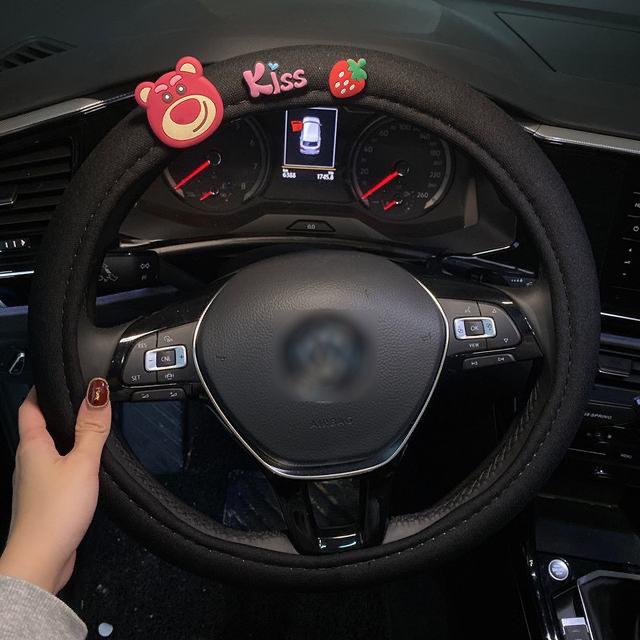 Universal Cute Mickey Cartoon Car Steering Wheel Cover Anti-Slip Breathable Summer Sweat Absorbing Steering Covers