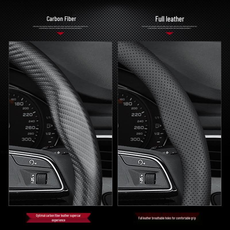 Wey Steering Wheel Cover: Carbon Fiber & Genuine Leather for VV5, VV6, Tank 300, Mocha, VV7GTPHEV