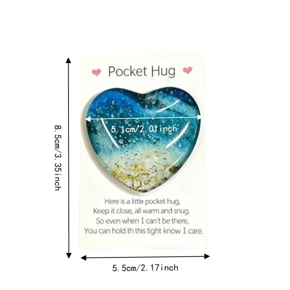 Blue Pocket Heart Stone with Card Meditation Balancing Stone Stress Support