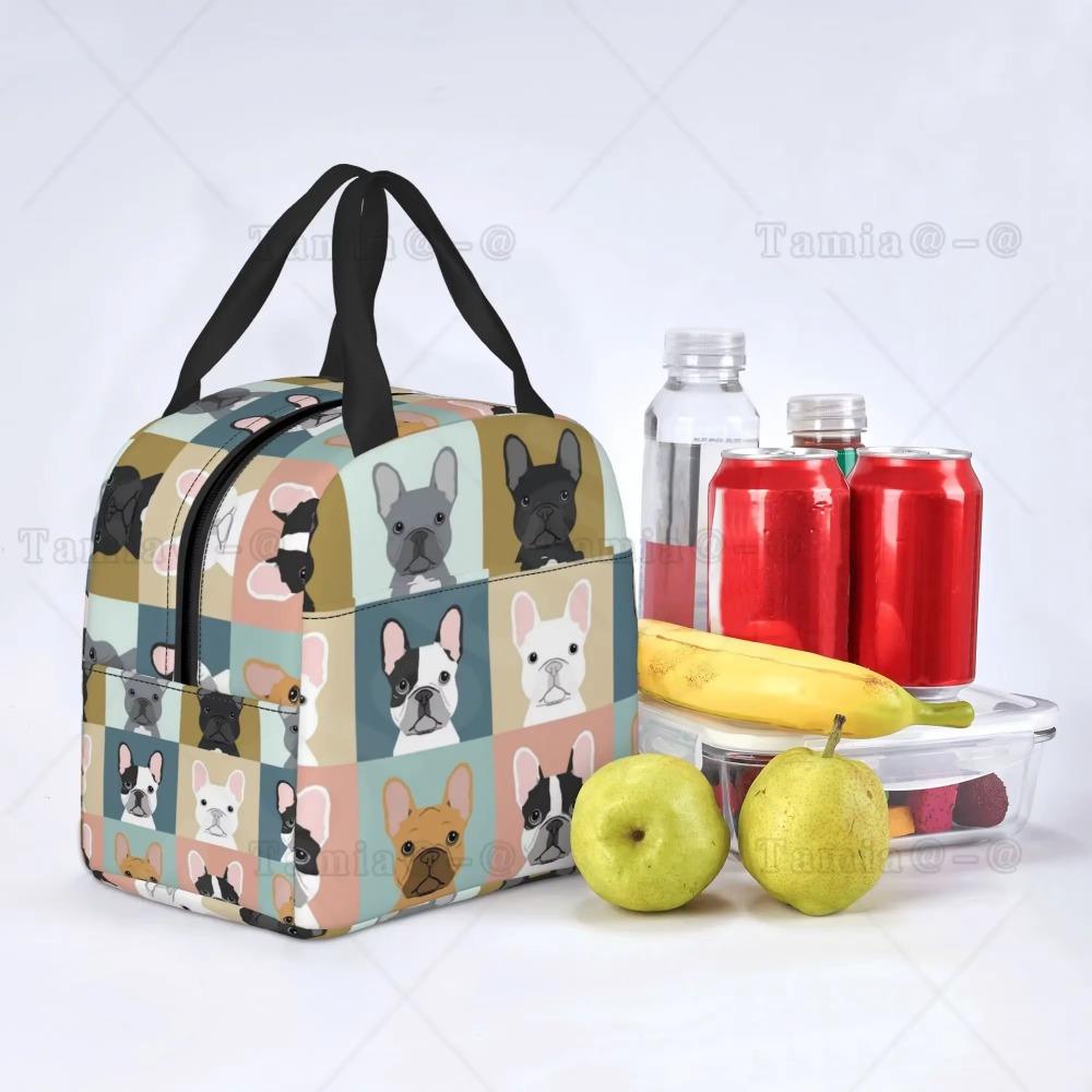 French Bulldogs Dog Insulated Lunch Bag for Women Men and Kids Large and Reusable Handle Freezable Work School Travel Tote Bags