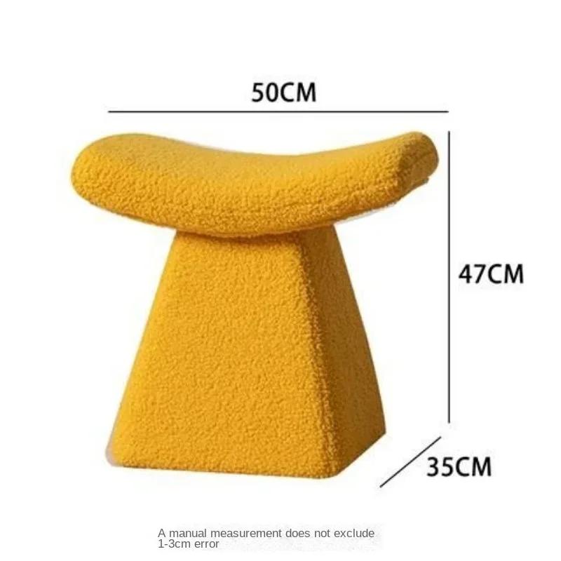 Nordic Ottoman Sitting Pouf Stool Living Room Furniture Entrance Porch Fabric Low Changing Stools Ottomans Wooden Vanity Chair