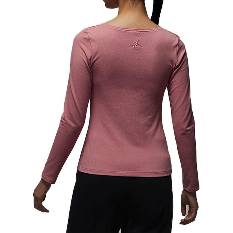Jordan Solid Color Casual Stretch Long Sleeve T-Shirt Women Tops Stardust-Red FB5201-618