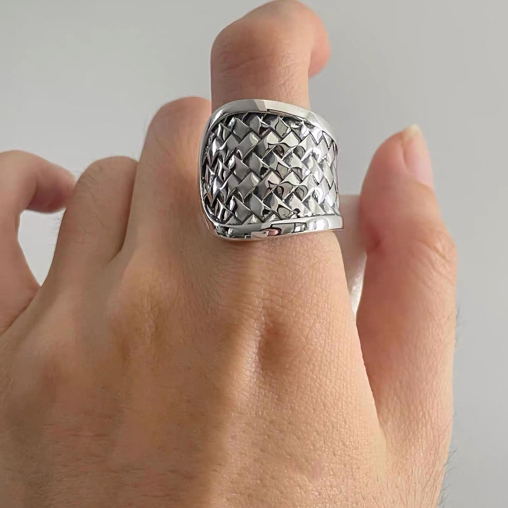 

925 Sterling Silver Rings For Women Geometric Fine Jewelry Finger Adjustable Vintage Strip Ring For Party Birthday Gift resizable