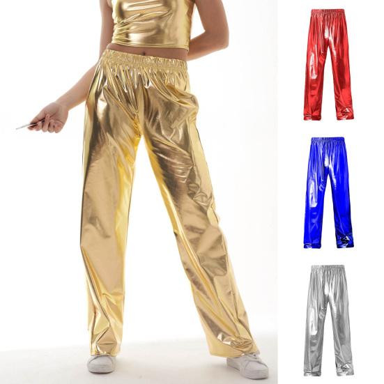 Men Pants Soft Breathable Comfortable Solid Color Elastic Waist Loose Fit Shiny Fashionable Pants Long Trousers