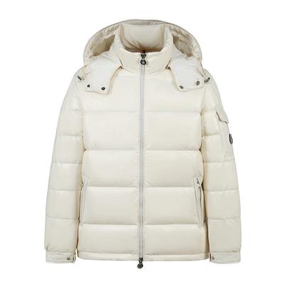 Premium Unisex Down Jacket: Short, Glossy, Detachable Hood, Thick White Goose Down, Warm and Fashionable Cold Protection.
