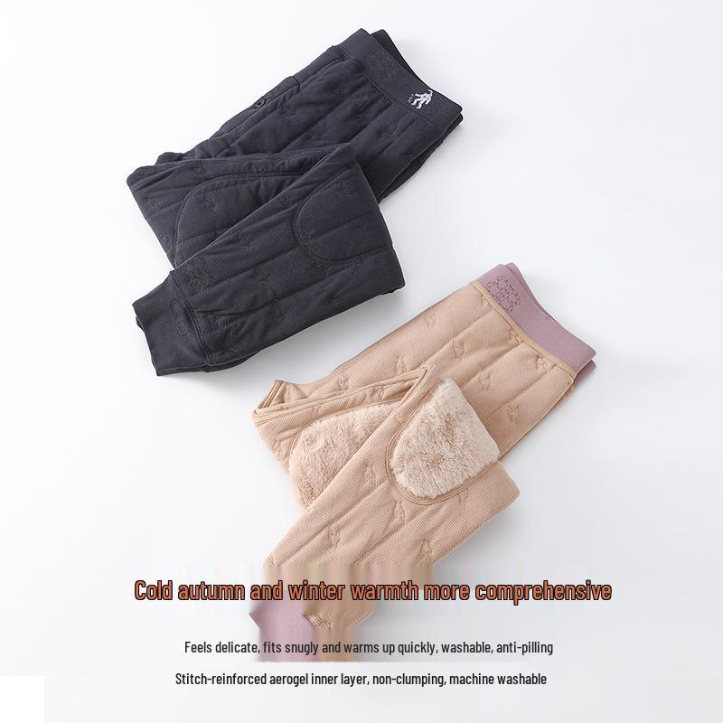 Aerogel Insulated Fleece Leggings: Men's & Women's Winter Cotton Pants with Triple-Layer Knee Protection.