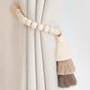2pcs Bohemian Farmhouse Curtain Ties - Handmade Wooden Bead Curtain Ties for Bedroom and Living Room Home Decor