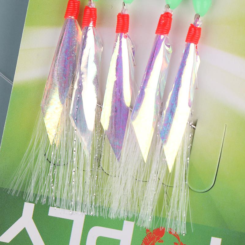 5Pcs/Pack Soft Fishing Lure Rigs Bait Jigs Lure Feather Lure Herring Bait Tool For Mackerel And Deep Sea Fishing Tackle