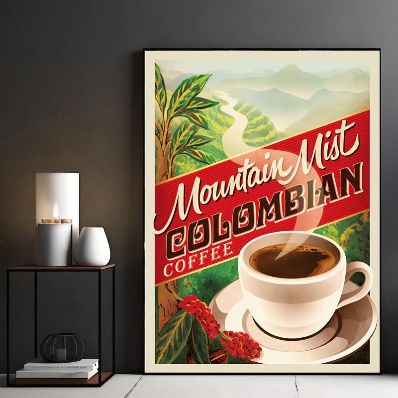 Retro Kaffee-Blumenprint: Wandkunst für Küche, Wohnzimmer, Schlafzimmer, Flur, Esszimmer