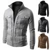 Mens Slim Fit Stand Collar Long Sleeve Coat Top Military Jacket For Stylish Look