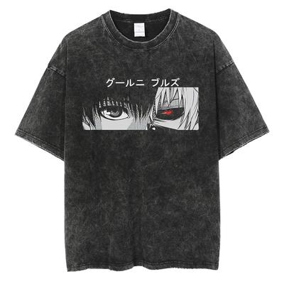 Anime Tokyo Ghoul Ken Kaneki Graphic T Shirt Men Vintage Gothic Tshirts Casual Loose Manga T-Shirt Harajuku Male Cotton T-shirt