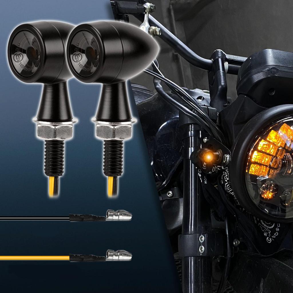 RACEAST Motorcycle LED Turn Signal, Round Bullet Type, 12 V, High Brightness, Waterproof, Motorcycle