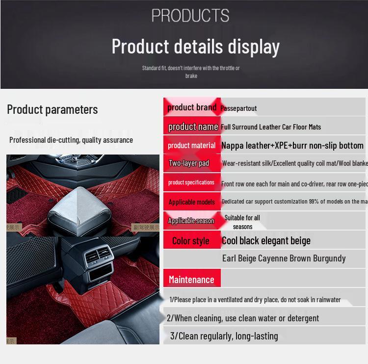 Floor Mats Compatible with Toyota Camry, Corolla, Highlander, Reiz, RAV4, Crown, Levin, and More Models