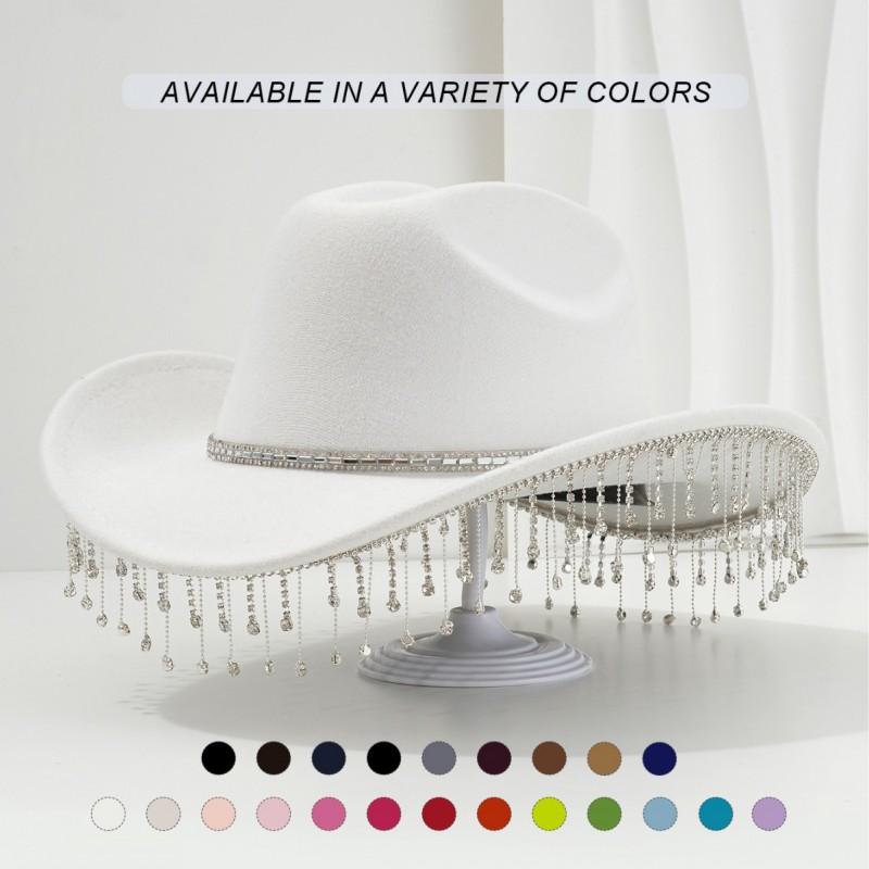Unique Sweet Party Hat With Square Rhinestone Chain Tassel Music Events