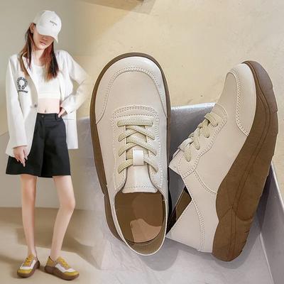 Shoes Woman Platform Leather Shoes Women 2024 Autumn Round Toe Casual Female Shoes Shallow New Mom Shoe Comfort Mujer Zapatos