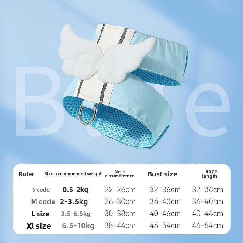

Pet Angel Wings, Dog Vest, Leash, Cat Out Chest and Back Strap, Anti-escape Dog Walking Leash, Cat and Dog S синий