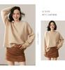 Women's Cashmere Knit Sweater: 2026 Autumn/Winter, Round Neck, Solid Color, Thickened Warm, Lazy Style.