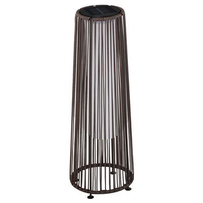 Garden Rattan Lamp, 61 Cm Tall Solar Rattan Floor Lamp, Solar Garden Light with Auto On/Off LED Light, IP44 Waterproof for Outdoor, Porch, Pathway