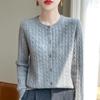 Dámský pletený kardigan s kulatým výstřihem Andy Cashmere Sweater Coat - Podzim 2025, Korejský styl
