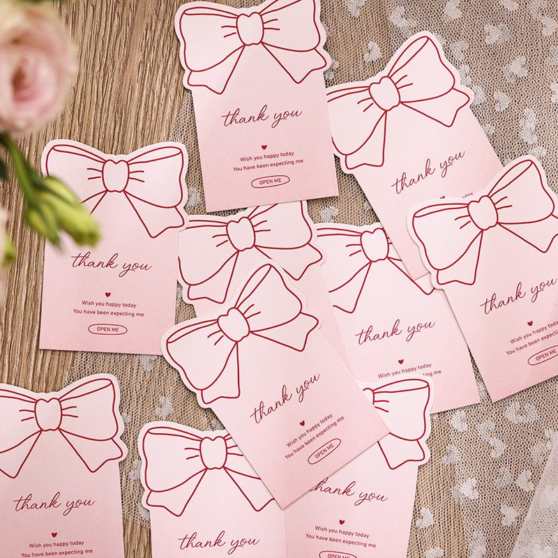 10-30pcs Pink Bowknot Thank You Stickers for Package Adhesive Decorative Seal Labels for Gift Box Baking Goods Business Package